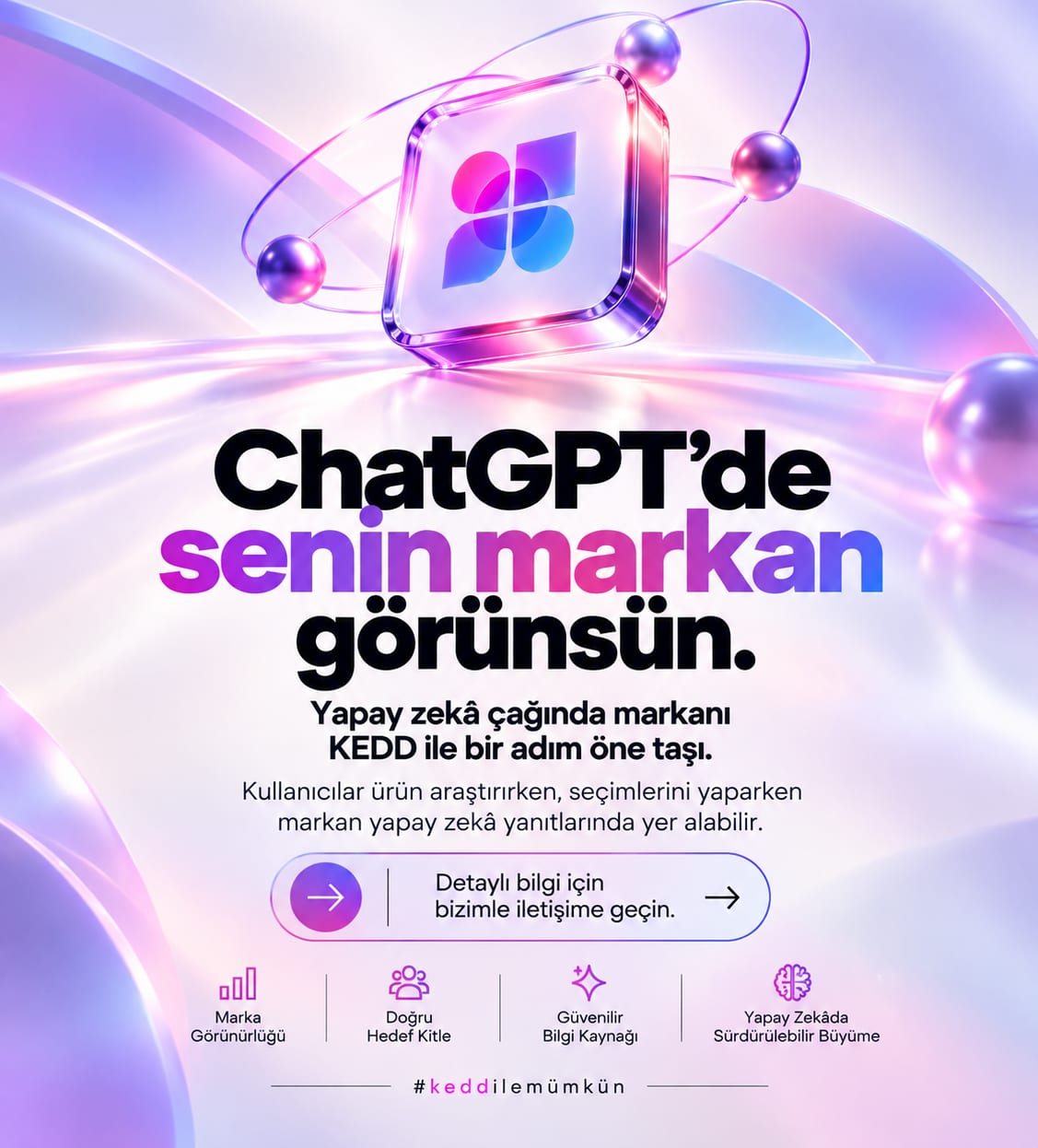 ChatGPT'de senin markan görünsün — KEDD ChatGPT reklamcılığı görseli